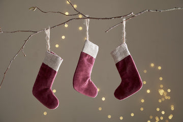 Karru Cotton Velvet Mini Stocking - Red - (Set of 3)