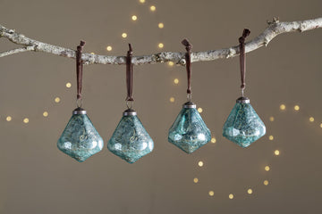 Tamti Baubles - Teal Crackle - (Set of 4)