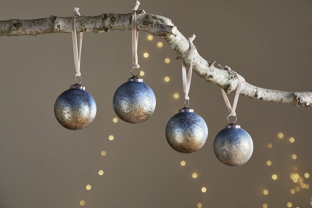 Pasali Baubles Blue Smoke Set Of 4