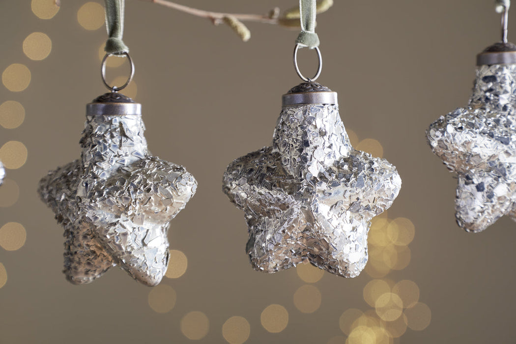 Riyara Bauble Silver Sparkle Set Of 4