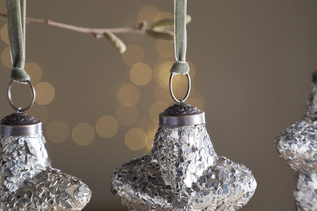 Riyara Bauble Silver Sparkle Set Of 4