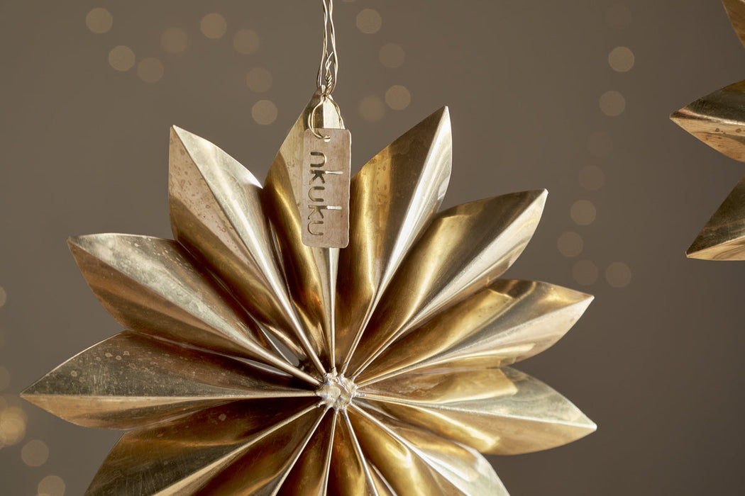 Amata Brass Star Baubles - Antique Brass - Set of 2