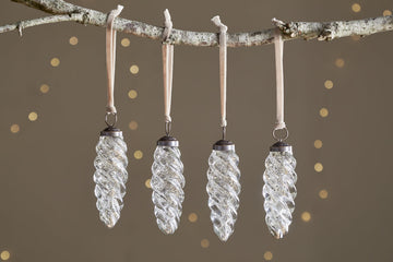 Athardi Drop Bauble - Antique Silver - (Set of 4)