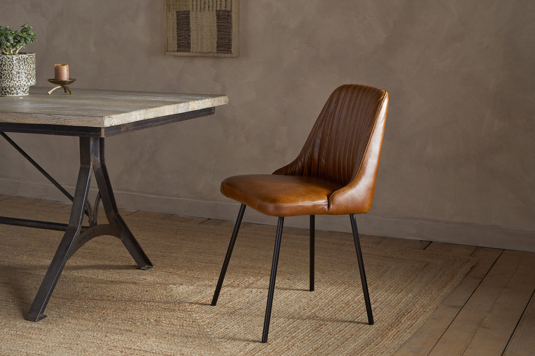 Harsha Leather Dining Chair Aged Tan