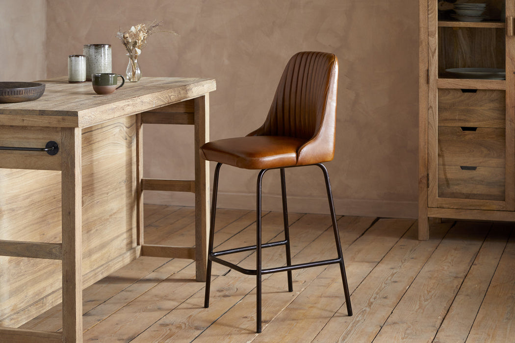 Harsha Leather Counter Chair Aged Tan