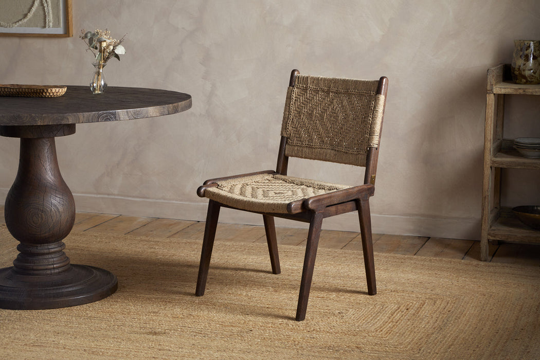 Vinay Jute Wood Woven Dining Chair Chocolate Brown