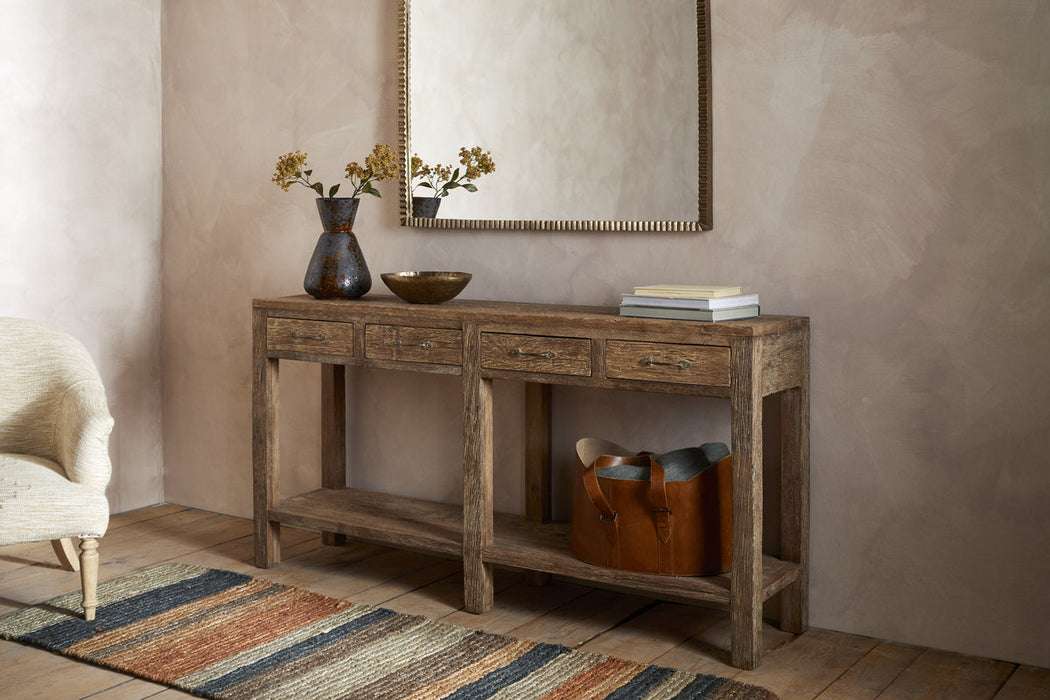 Ibo Reclaimed Wood 4 Drawer Console Table Natural
