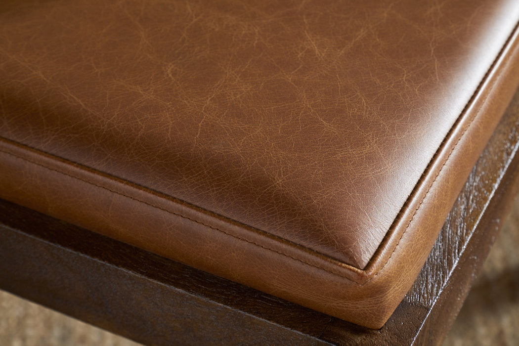 Kusa Mango Wood & Leather Dining Chair - Aged Tan