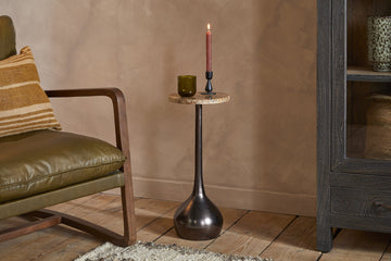 Israj Marble & Iron Side Table - Aged Black