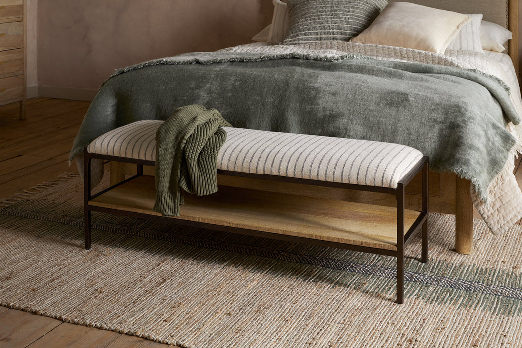 Sanja Cotton Upholstered Bench Charcoal Natural
