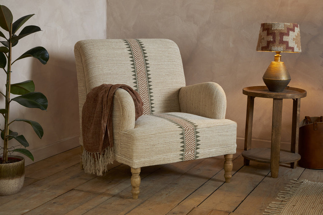 Zairya Jute Cotton Armchair Natural Rust