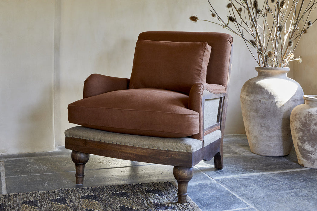 Abe Linen Deconstructed Armchair Rust