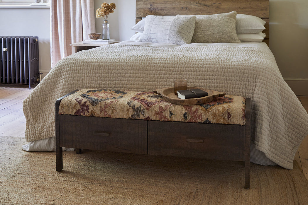 Barir Mango Wood Upholstered Storage Bench Chocolate Brown