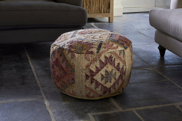 Barir Kilm Upholstered Pouf - Multi