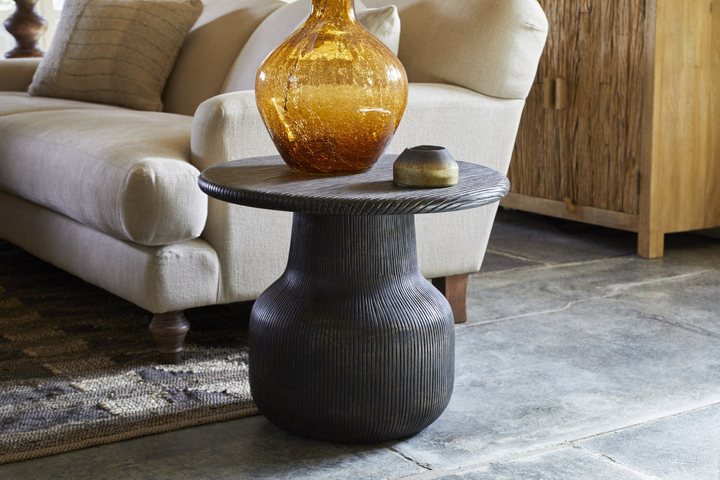 Vivan Grooved Side Table Charcoal