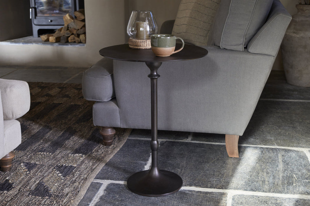 Lahar Cast Metal Tall Side Table Aged Black