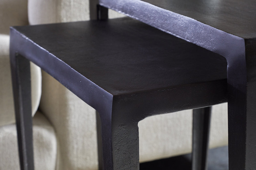 Jagan Cast Metal Nesting Side Tables - Aged Black - Set of 2