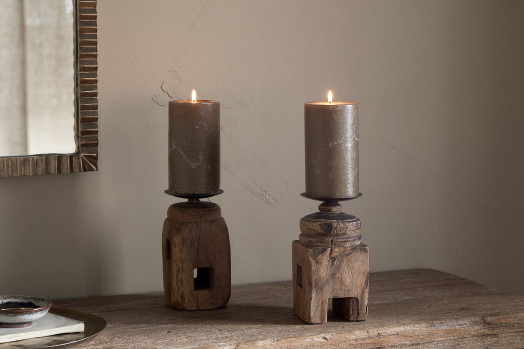 Rana Reclaimed Candle Holder Reclaimed Wood Iron