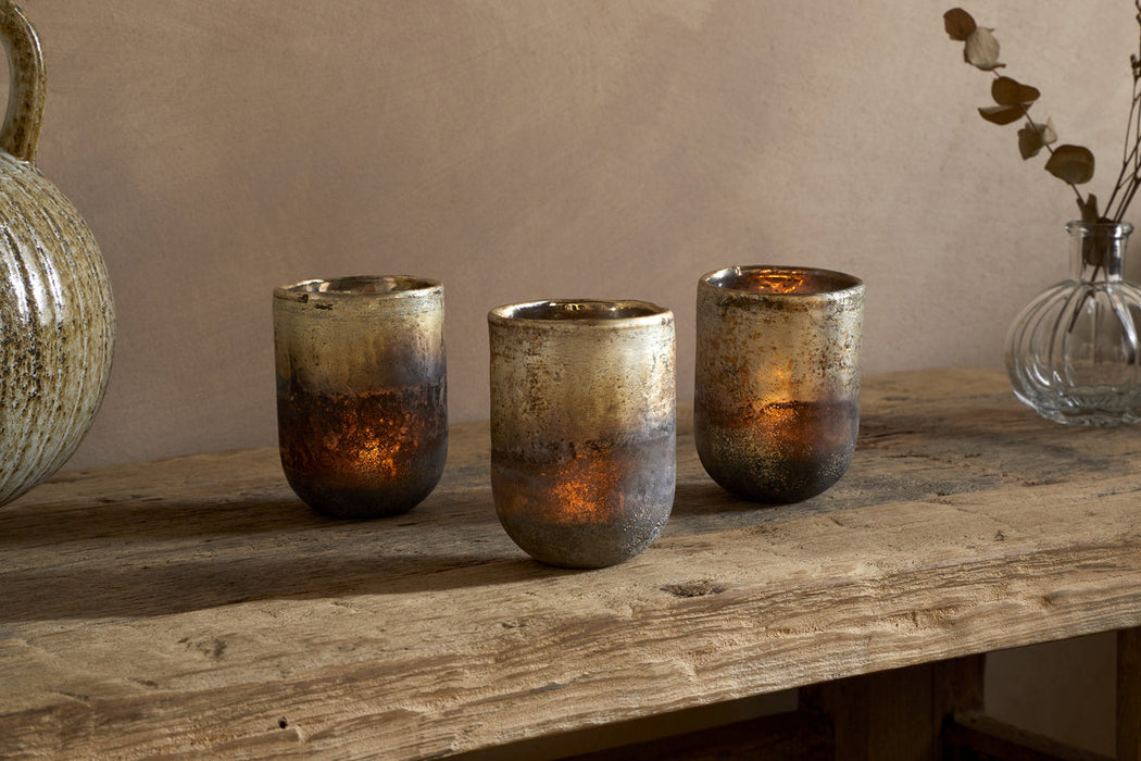 Furaha Tealight Holders Frosted Black Small Set Of 3