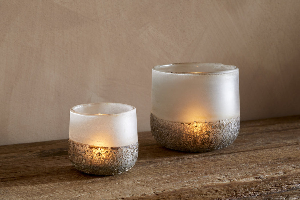 Riyara Recycled Glass Tealight Holder Silver Sparkle