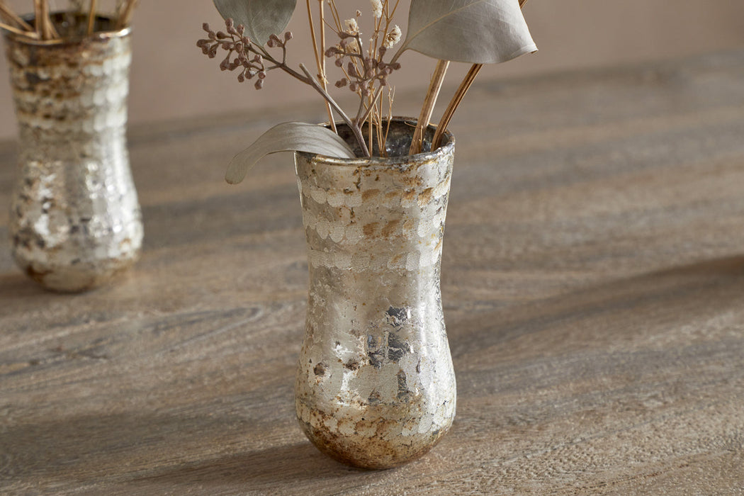 Rumi Recycled Glass Mini Vases - Silver Rust - Set of 3