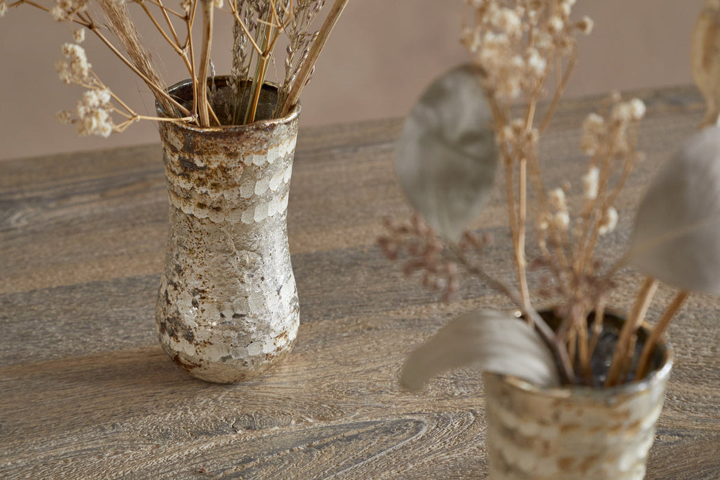 Rumi Recycled Glass Mini Vases - Silver Rust - Set of 3