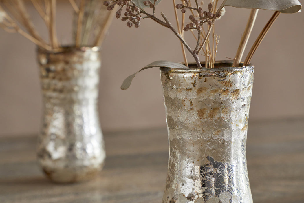 Rumi Recycled Glass Mini Vases - Silver Rust - Set of 3