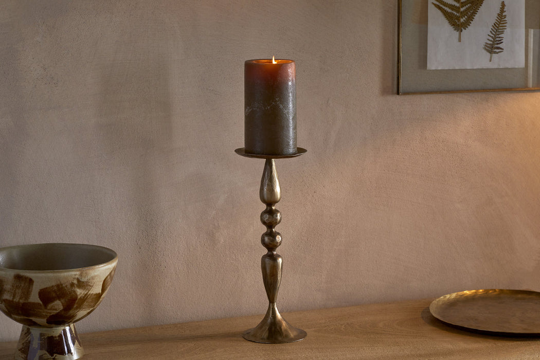 Ayo Pillar Candle Holder Brass