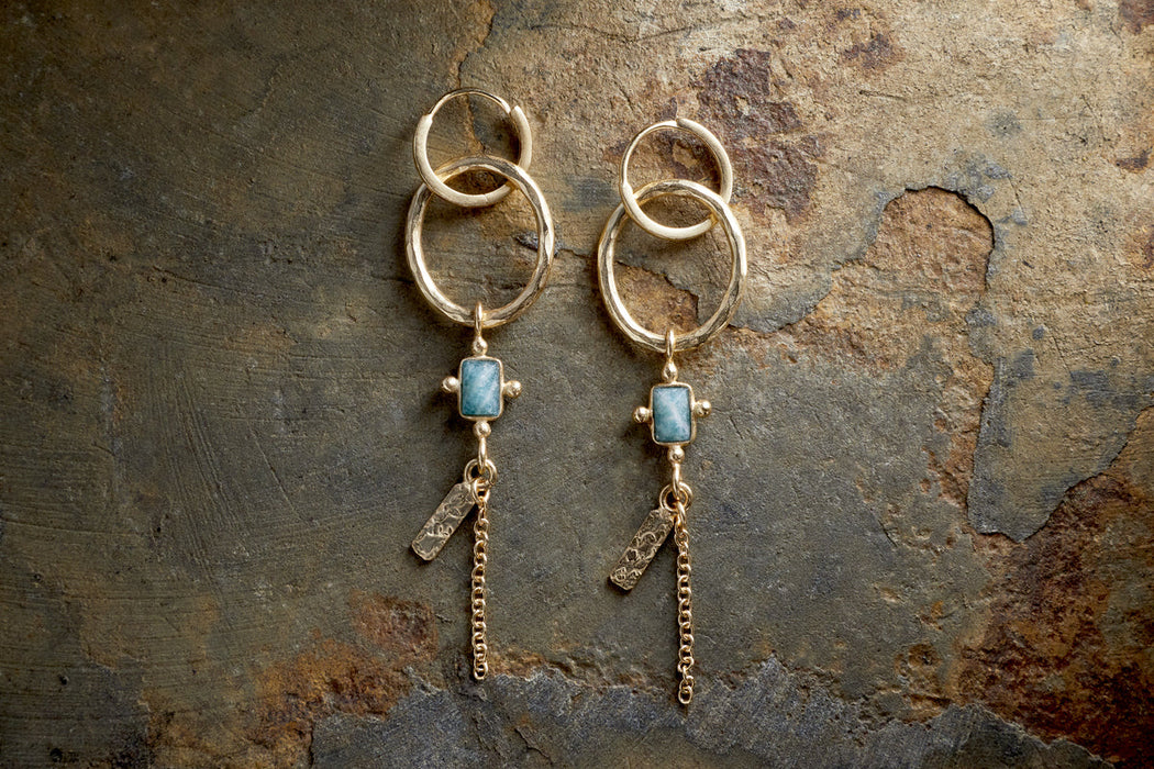Tumari Amazonite Earrings Gold