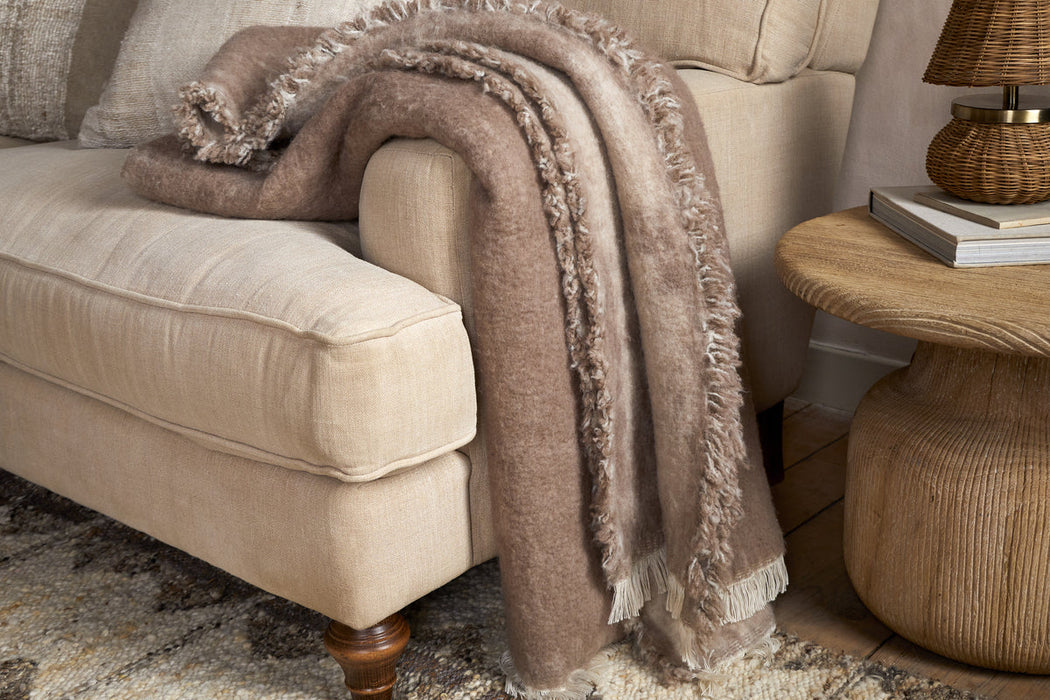 Kambali Disressed Wool Jacquard Throw Natural 130 X 200Cm