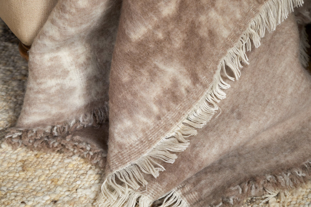 Kambali Disressed Wool Jacquard Throw Natural 130 X 200Cm