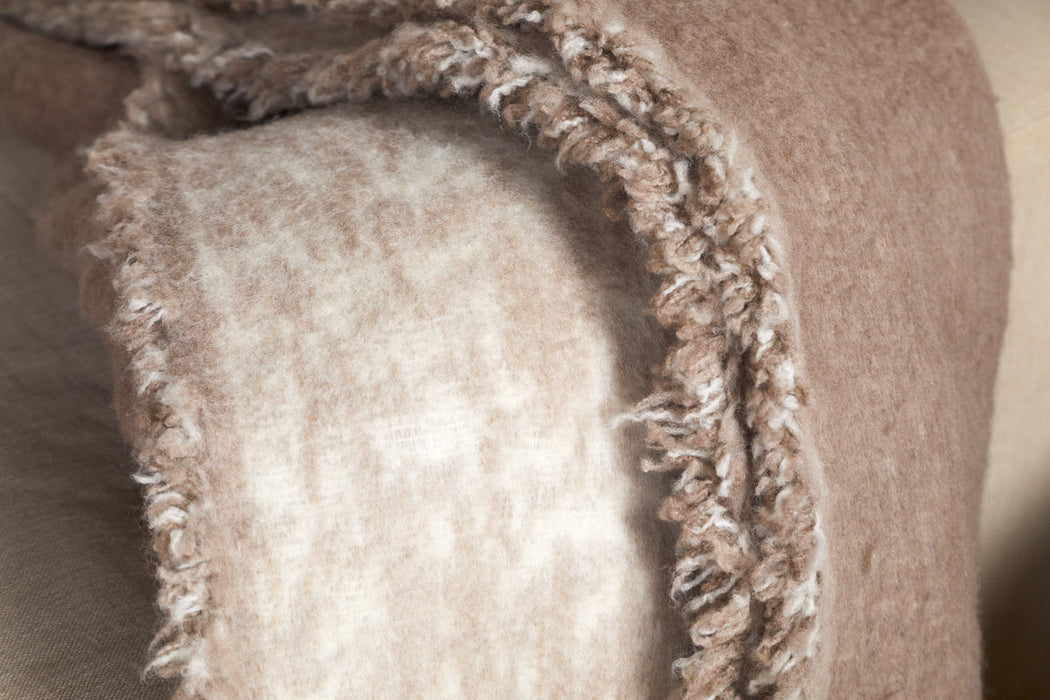 Kambali Disressed Wool Jacquard Throw Natural 130 X 200Cm