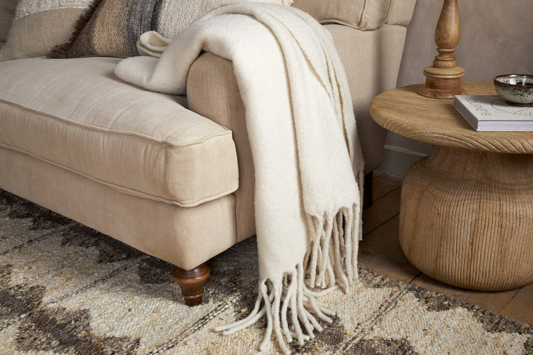 Velatu Fringed Merino Wool Throw Natural 130 X 150Cm