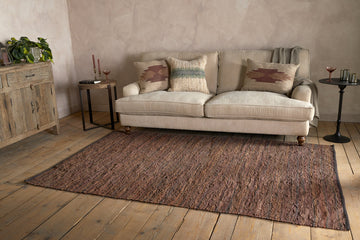 Ele Handwoven Recycled Leather Rug - Tan - 150 x 240cm