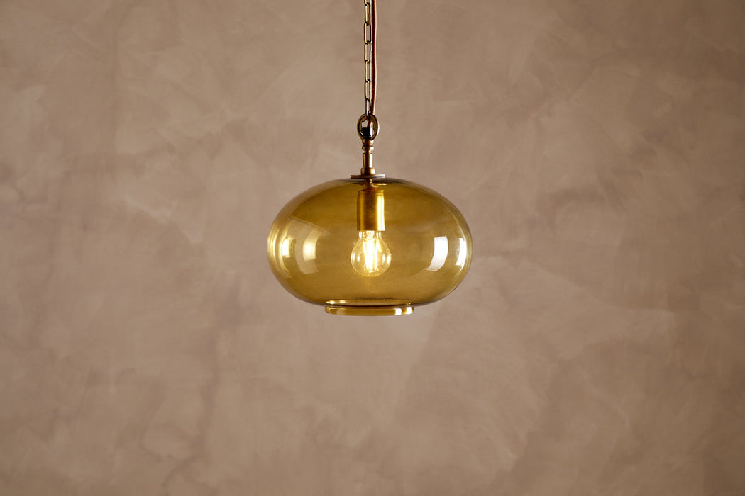 Otoro Recycled Glass Pendant - Honey - Small Round