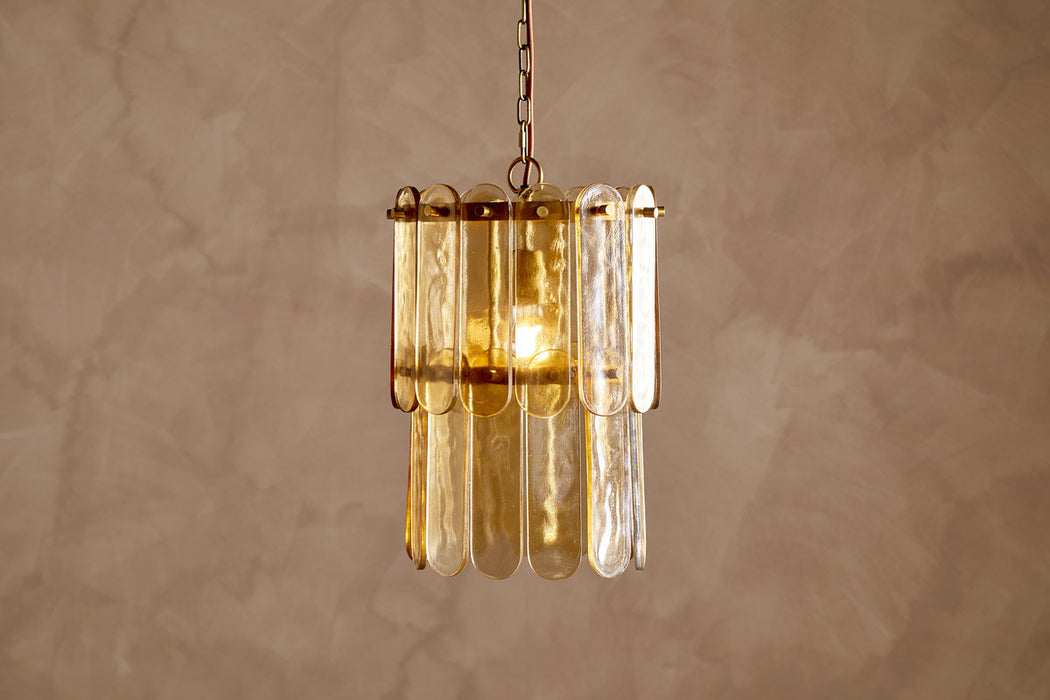 Itan Recycled Glass Tiered Pendant Amber
