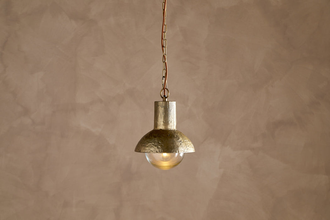 Sakti Brass Recycled Glass Pendant Clear