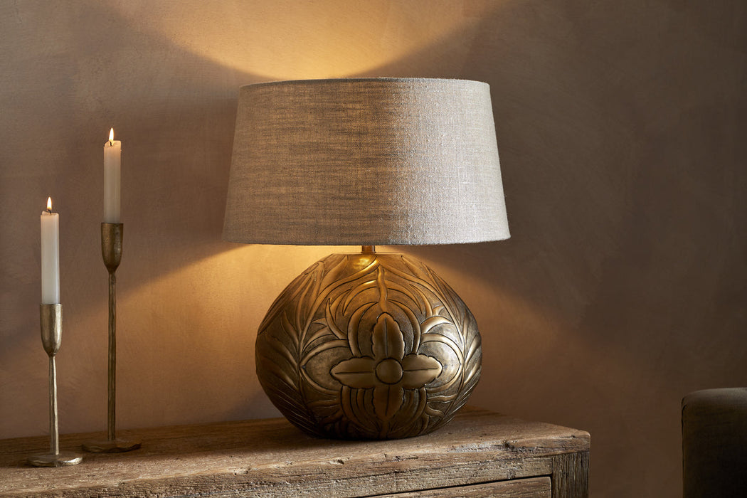Purana Etched Table Lamp Brass
