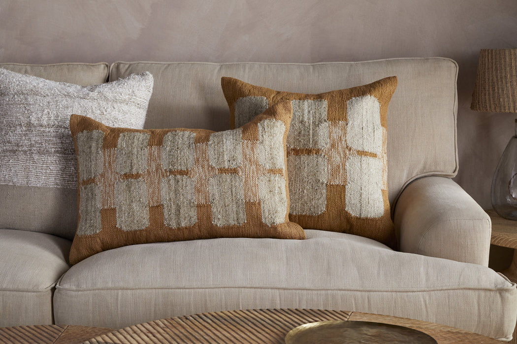 Akki Wool Cotton Cushion Cover Ochre