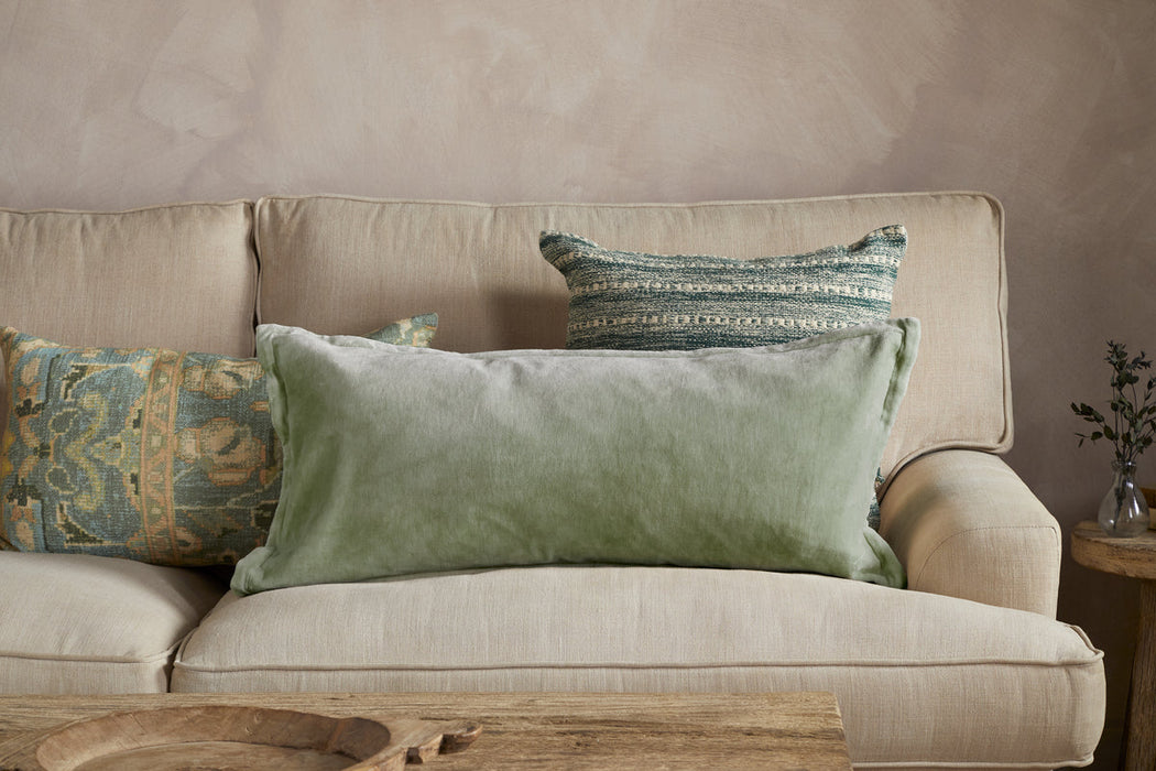 Menmai Statement Velvet Lumbar Cushion Cover Moss Green 35 X 80Cm