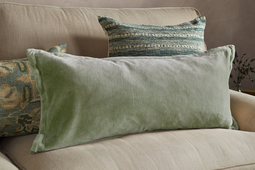 Menmai Statement Velvet Lumbar Cushion Cover - Moss Green