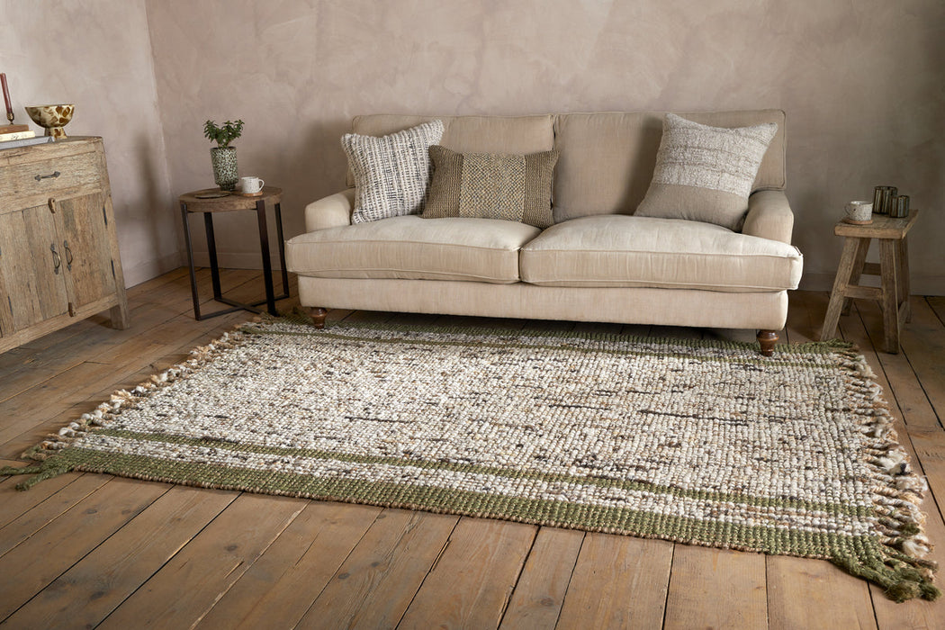 Kanta Jute Textural Tweed Rug Olive Natural 150 X 240Cm