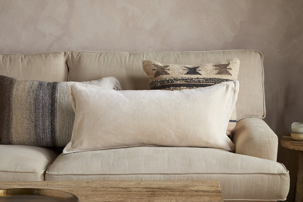 Menmai Statement Velvet Lumbar Cushion Cover Cream 35 X 80Cm