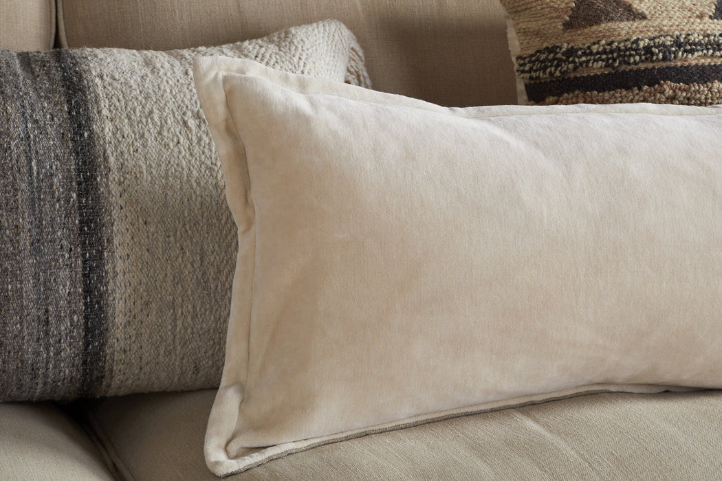 Menmai Statement Velvet Lumbar Cushion Cover - Cream