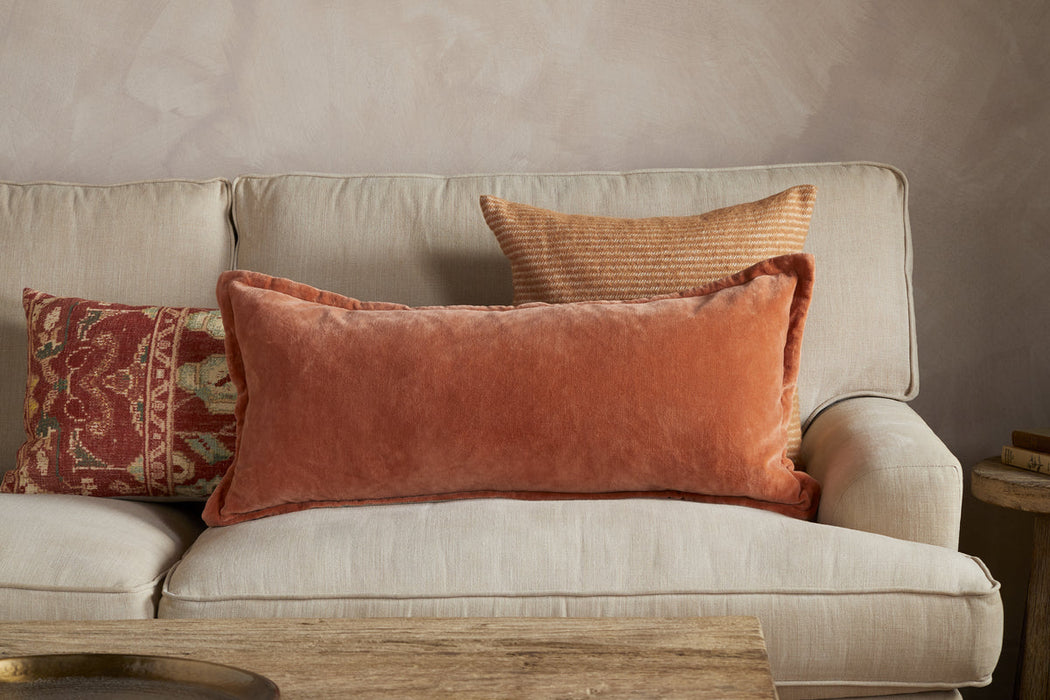 Menmai Statement Velvet Lumbar Cushion Cover Cinnamon 35 X 80Cm