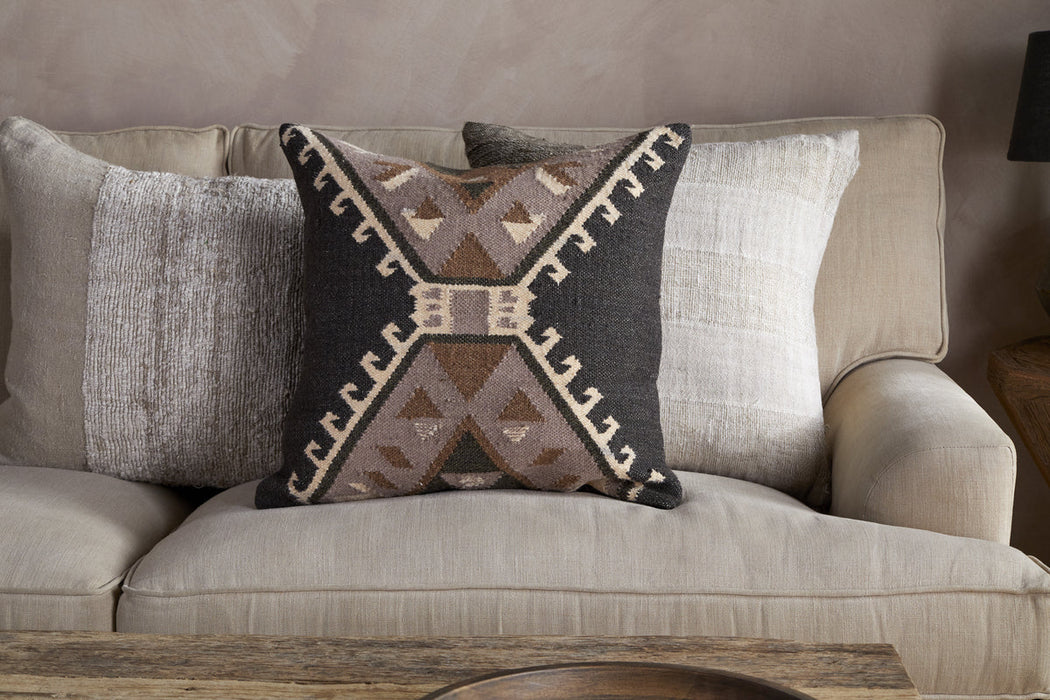 Shukhi Wool Cotton Cushion Cover Black Brown 50 X 50Cm