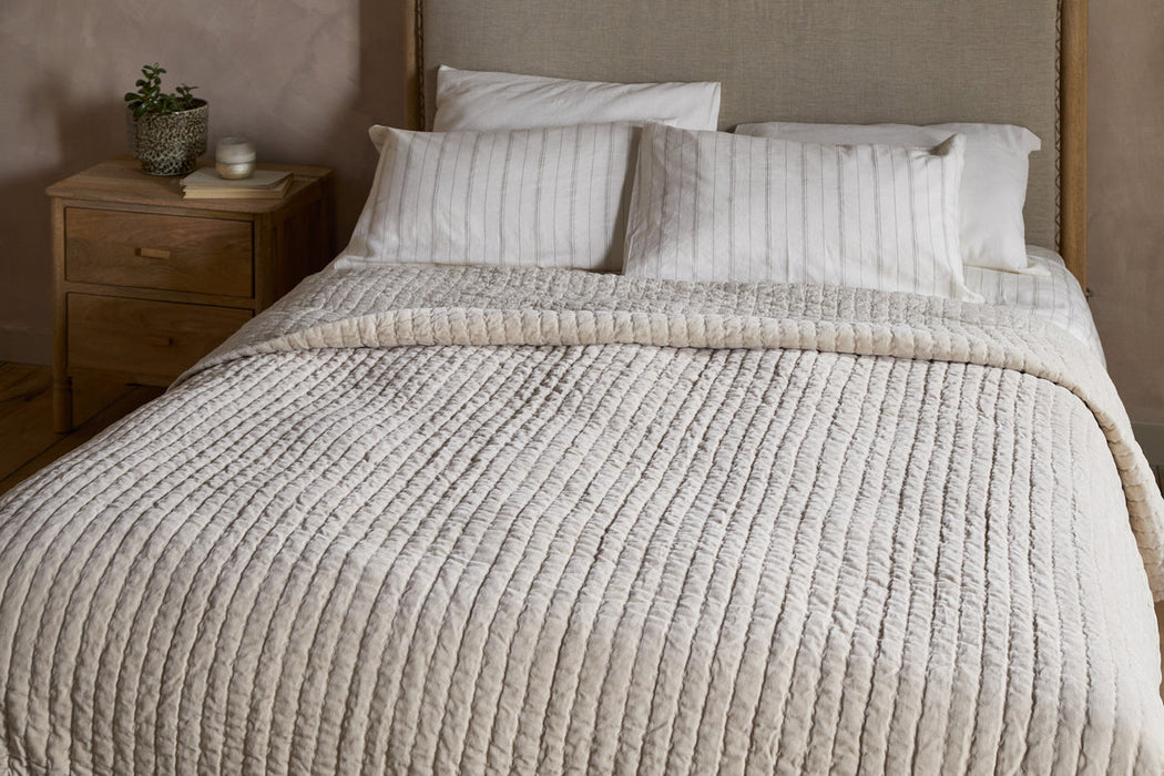 Nidra Velvet Linen Bed Quilt Natural 220 X 240Cm