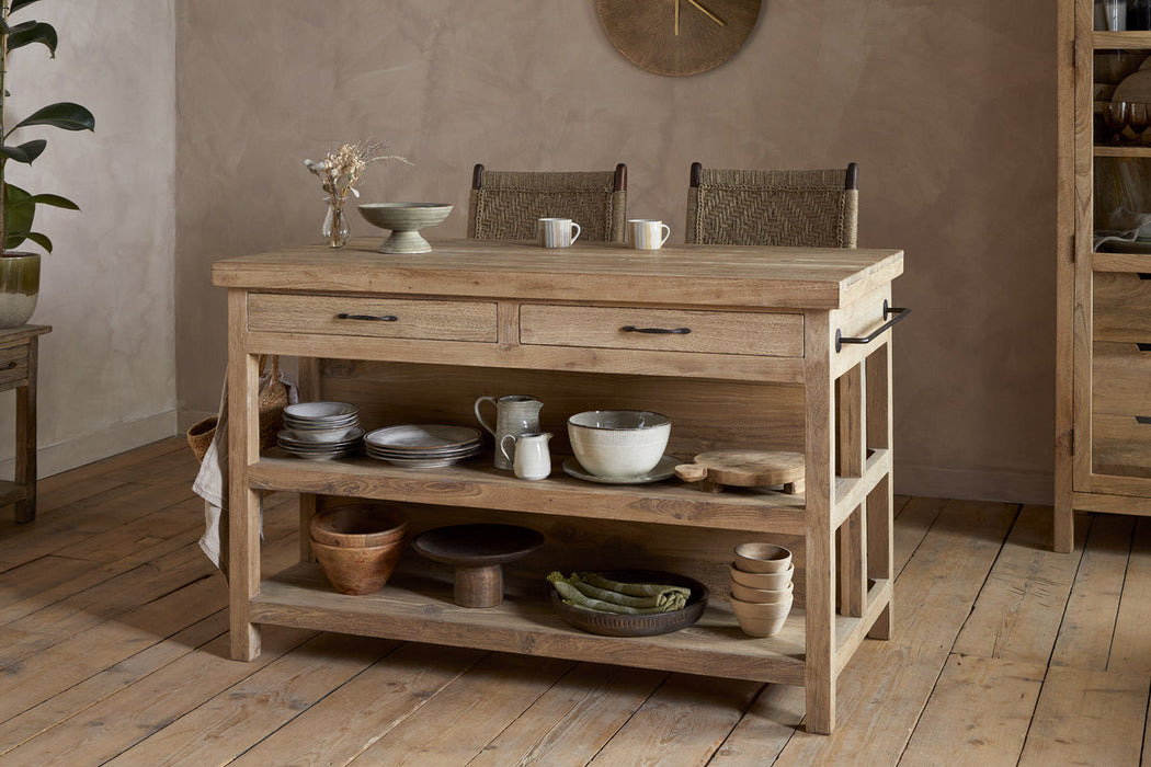 Tivu Reclaimed Wood Kitchen Island Natural