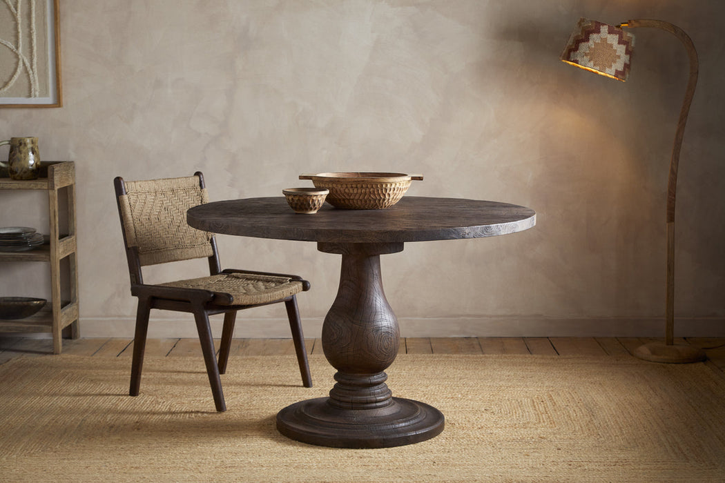 Laya Carved Wood Dining Table Chocolate Brown