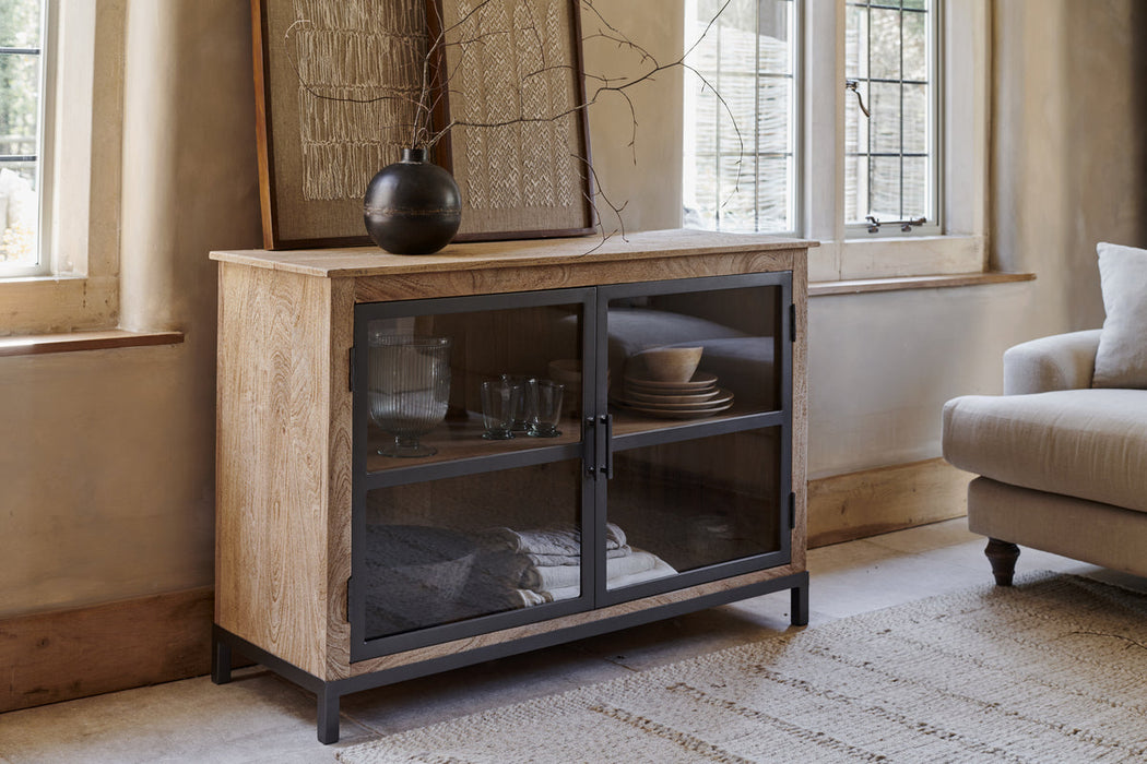 Nirvi Mango Wood Iron Sideboard Black